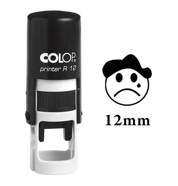 SAD FACE DESIGN Self Inking Mini Rubber Stamp Colop Round Decorative Carousel 4