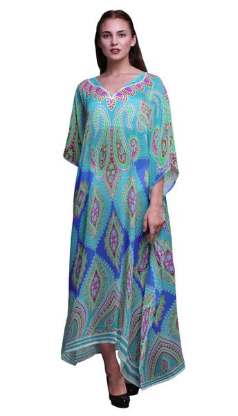Phagun Ogee Damask Beach Kaftan Bikini Cover up Women’s Maxi Dress Long Caftan Carousel 1