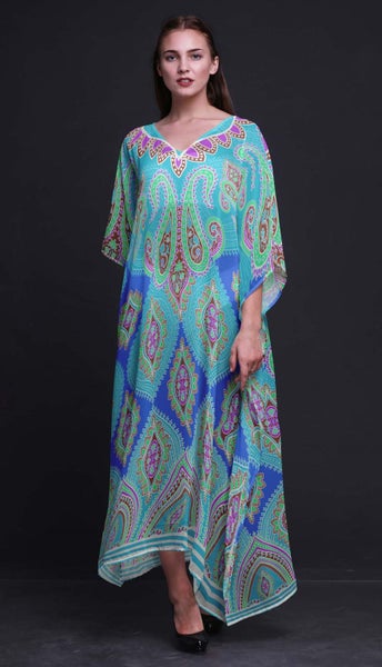 Phagun Ogee Damask Beach Kaftan Bikini Cover up Women’s Maxi Dress Long Caftan Carousel 2