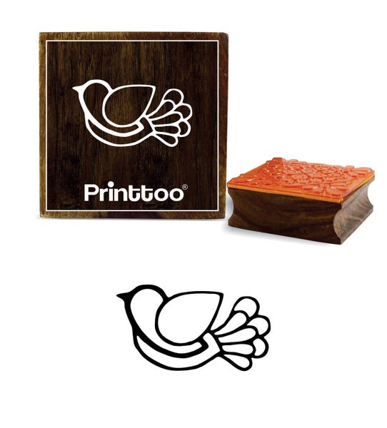Printtoo Bird Outline Design Wooden Rubber Stamp Scrap-Booking Brown Block Carousel 1