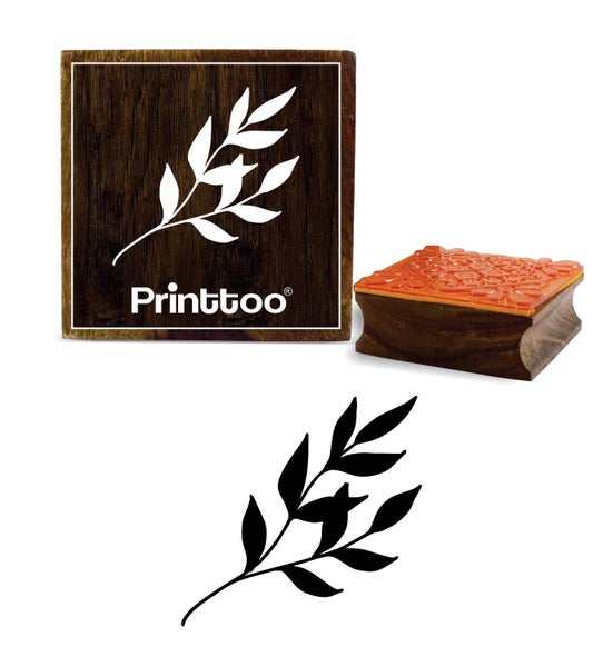 Printtoo Olive & Leaves Design Diary Card Brown Square Wooden Rubber Stamp Carousel 1