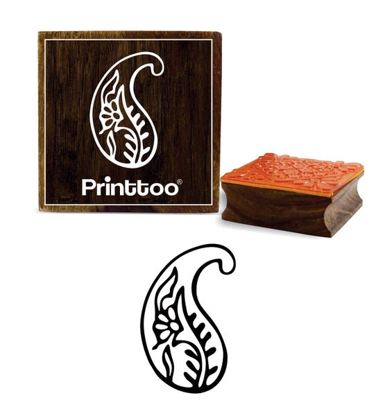 Printtoo Paisley Pattern Craft Textile Print Square Wooden Rubber Stamp Block Carousel 1