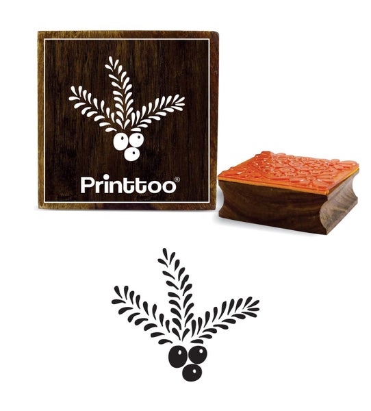 Printtoo Craf Textile Leaves Design Square Wooden Rubber Stamp Scrap-booking- Carousel 1