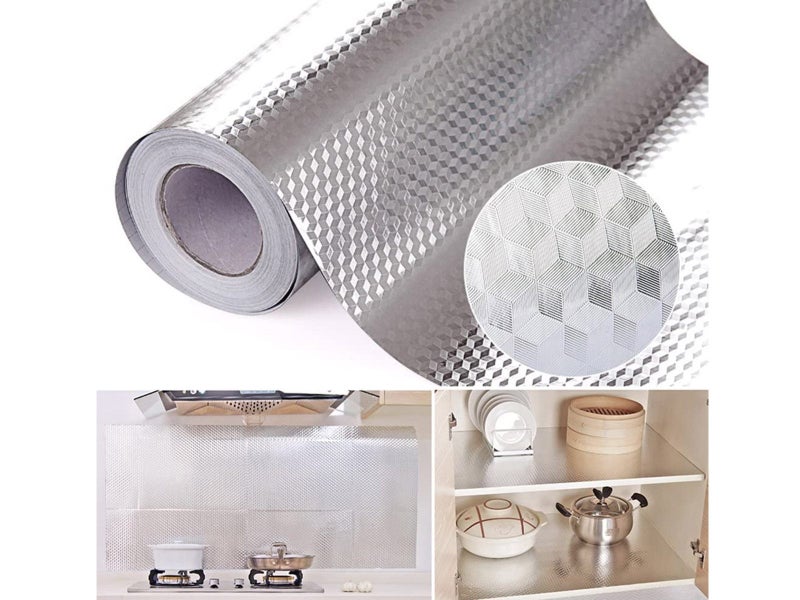 Kitchen Aluminum Foil Oil Proof Self Adhesive Stove Sticker Wallpaper Carousel 1