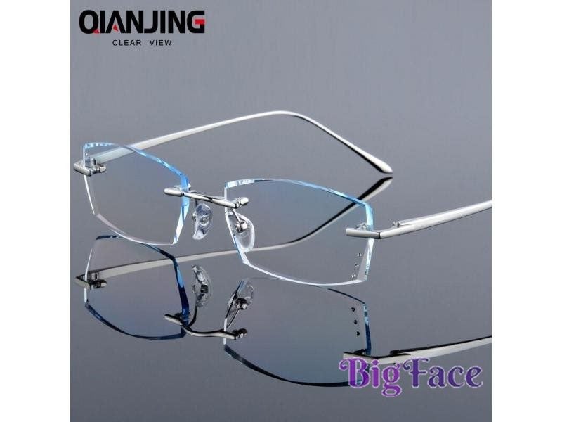 Men Fashion Glasses Titanium Rimless Eyeglasses Frame Diamond Decorations Carousel 1