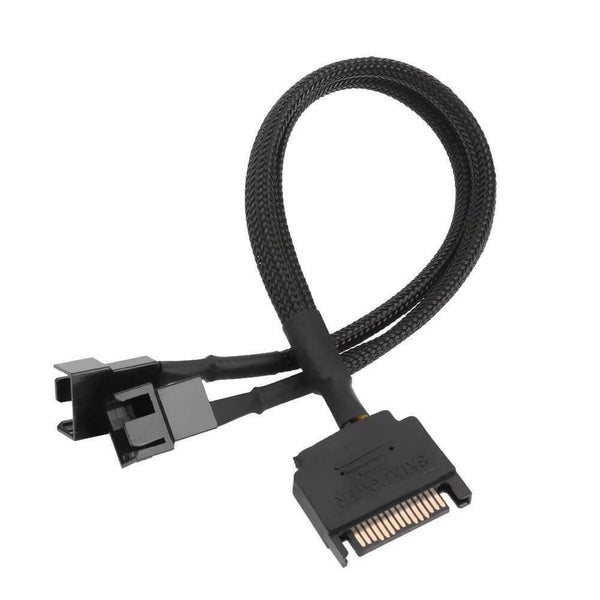 Sleeved SATA 15Pin to 2 Way 3Pin 4Pin Fan Power Adapter Extension Cable New Carousel 1