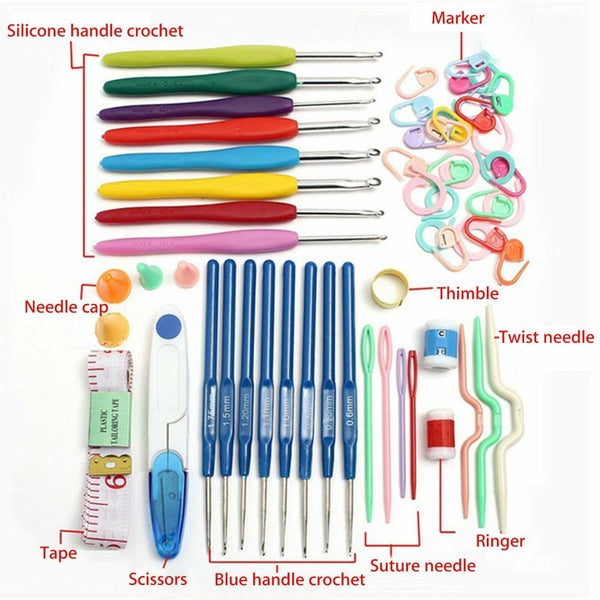 53Pcs Crochet Hooks Knitting Needles Knit Weave Craft Yarn Set Sewing Accessory Carousel 2