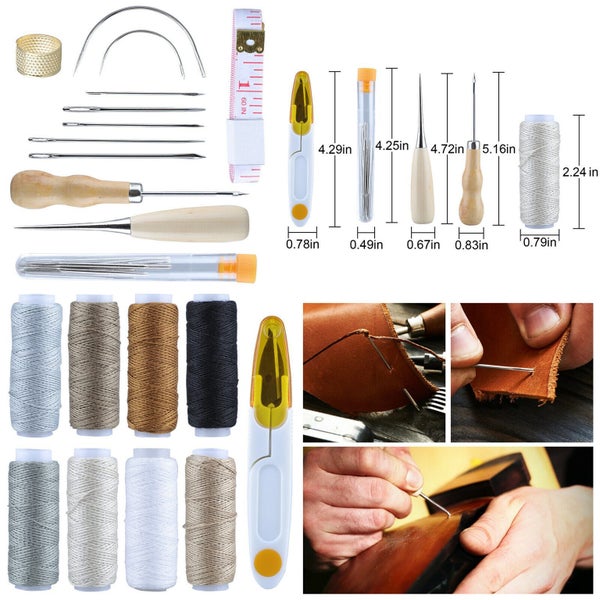 29x Leather Working Tools Kit Set Sewing Craft Supplies Stitching Making Groover Carousel 1