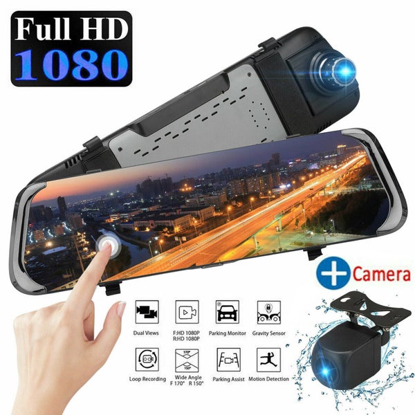 Backup Camera 10" Mirror Dash Cam Front and Rear 1080P Touch Screen Night Vision Carousel 1