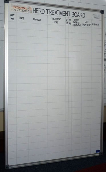 Herd Treatment board 600 mm x 900 mm - for cowshed - Porcelain Enamel surface. Carousel 1