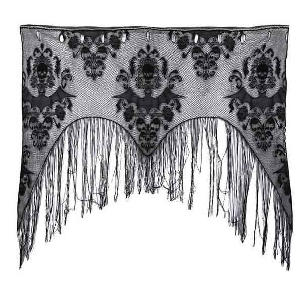 Gothic Black Skull Bat Curtain Valance Shawl Halloween Decors Carousel 1