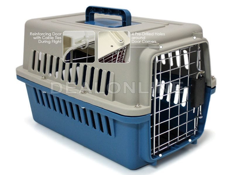 Cat Cage Pet Travel Cage/Carrier Size M - BLUE Carousel 1