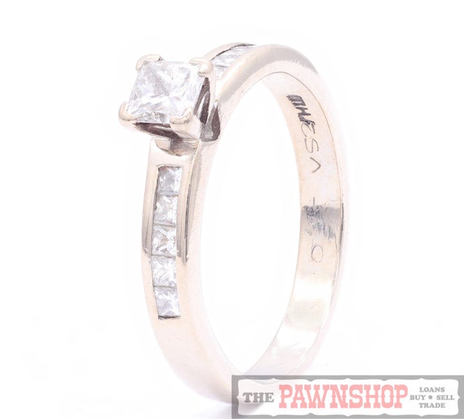 Diamond Solitaire 18CT White Gold Ring w/10 x Shoulder Diamonds Carousel 2