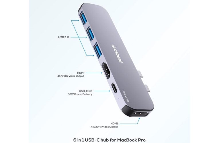 mBeat Elite Mini 6-In-1 Dual HDMI USB-C Hub for MacBook Pro Carousel 2