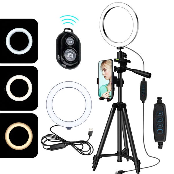 Selfie LED Ring Light with Tripod Stand Phone Holder For Live Streaming/YouTube Carousel 1