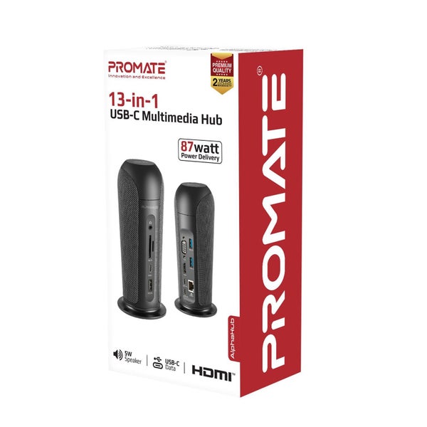 PROMATE 13-In-1 USB-C Multimedia Hub w/ 5W Speaker - Black Carousel 2
