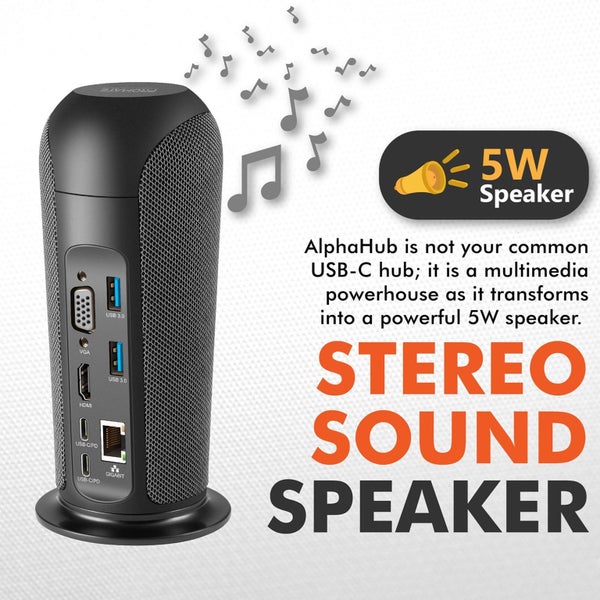 PROMATE 13-In-1 USB-C Multimedia Hub w/ 5W Speaker - Black Carousel 8