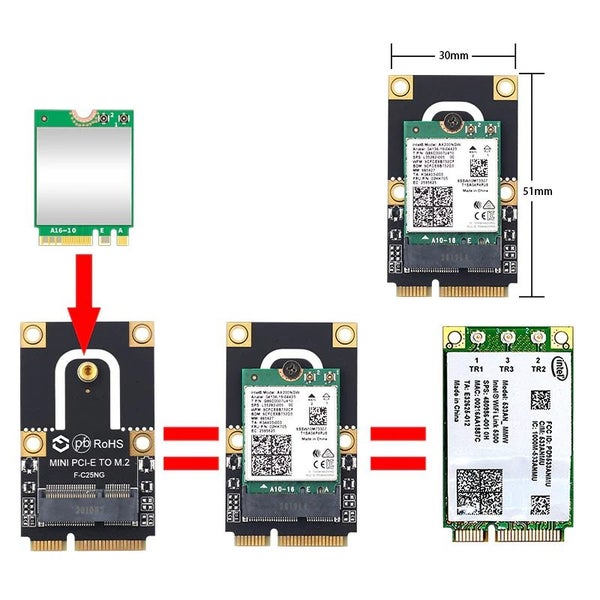 AX200 for Mini PCI-E Half/Full Wlan - Wifi6 + Bluetooth5 (Adapter + AX200) Carousel 4