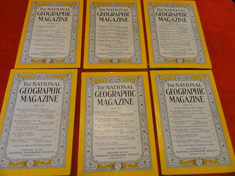 National Geographic Magazine -1957 -12 Months Editions With Original Envelopes Carousel 1