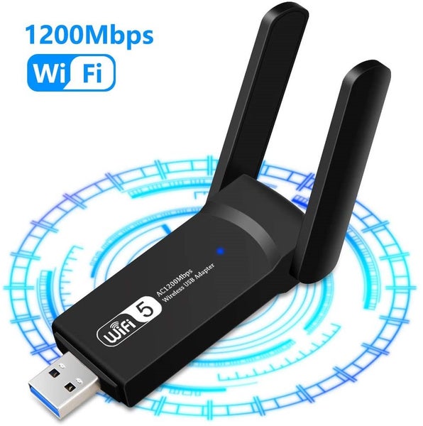 USB WiFi Adapter 1200Mbps Wireless Internet Dongle for PC 802.11AC with 3dBi Carousel 1