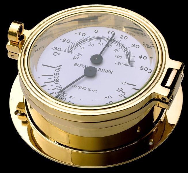 Royal Mariner® LARGE Ships Thermometer / Hygrometer SOLID cast brass Carousel 1