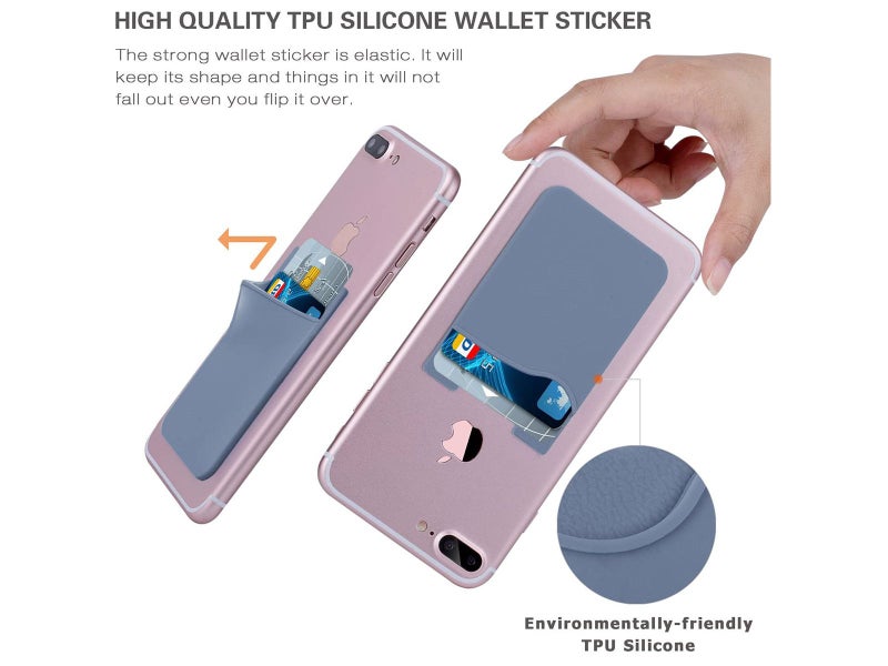 3 X Phone Card Holders, Silicone Stick-on ID Credit Card Case62864740296451114