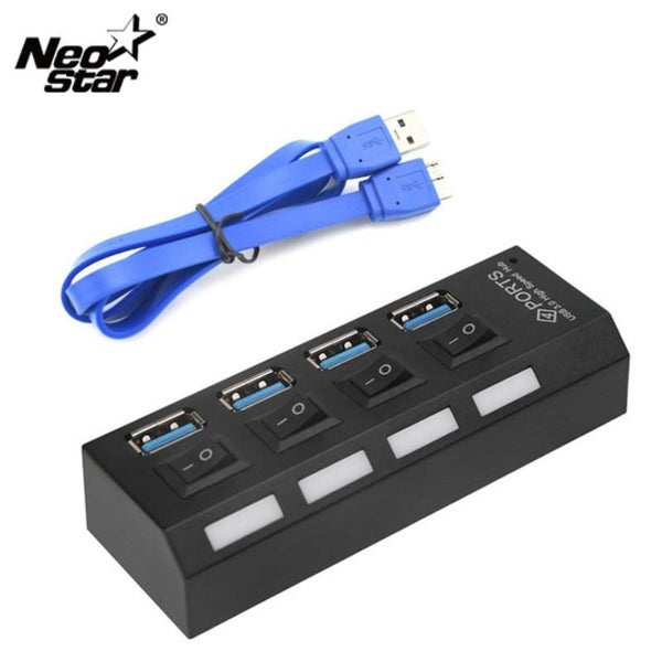USB 3.0 Hub With 4 Ports On/Off Switch High Speed 5Gbps USB Splitter HUB Carousel 1
