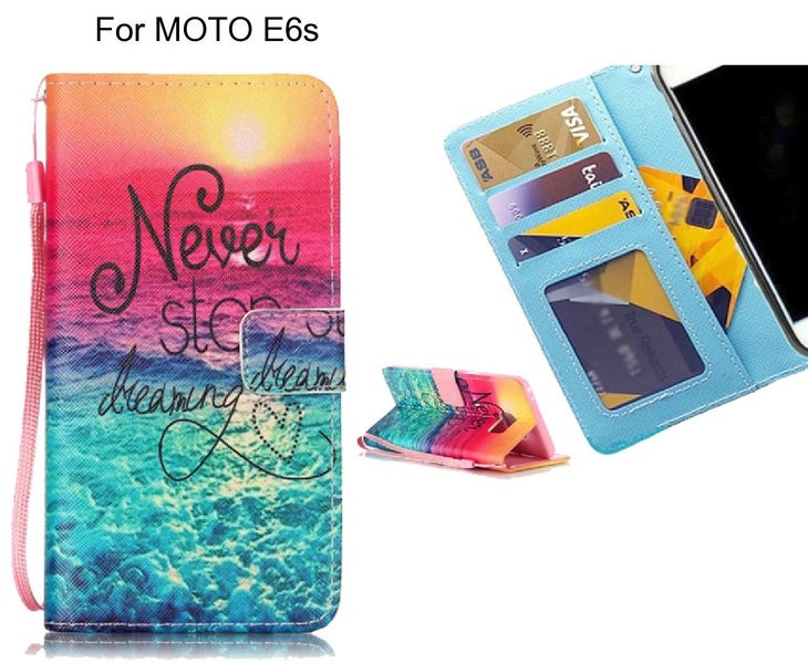 MOTO E6s case 3 card leather wallet case printed ID Carousel 1