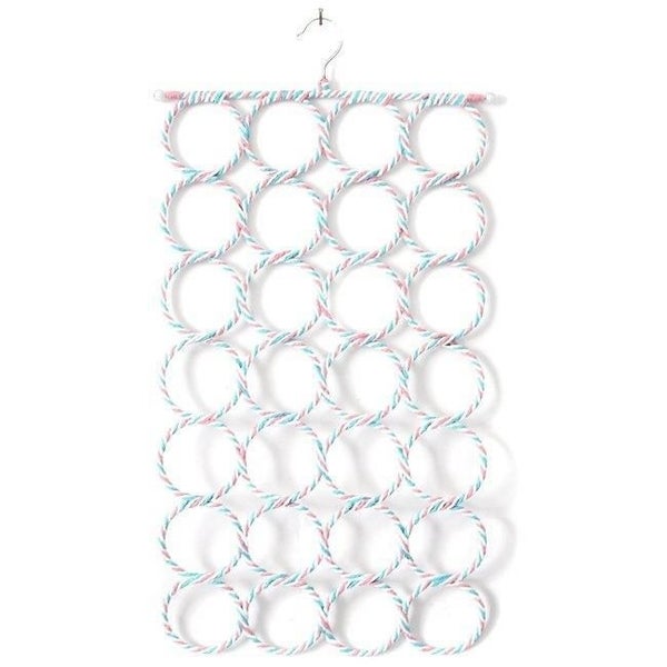 28-Hole Ring Rope Scarf Holder Hanger Wraps Storage Retail/Home Display Hook Carousel 2