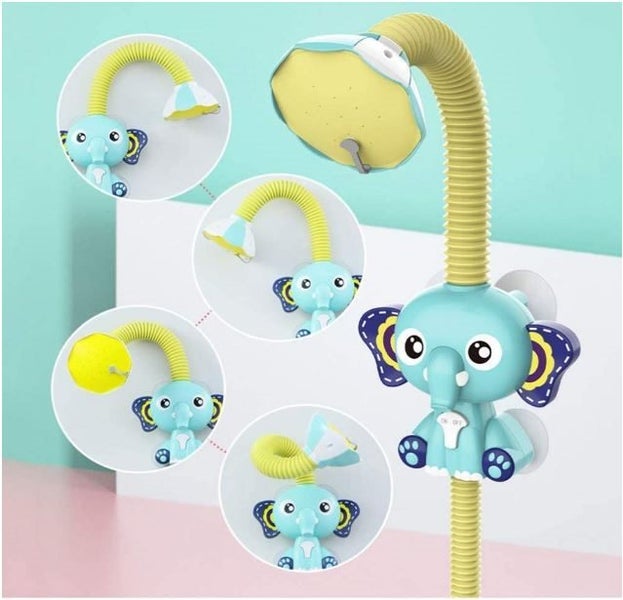 Cute Elephant Bath Toy - Electric Automatic Water Pump with Hand Shower -Blue Carousel 2