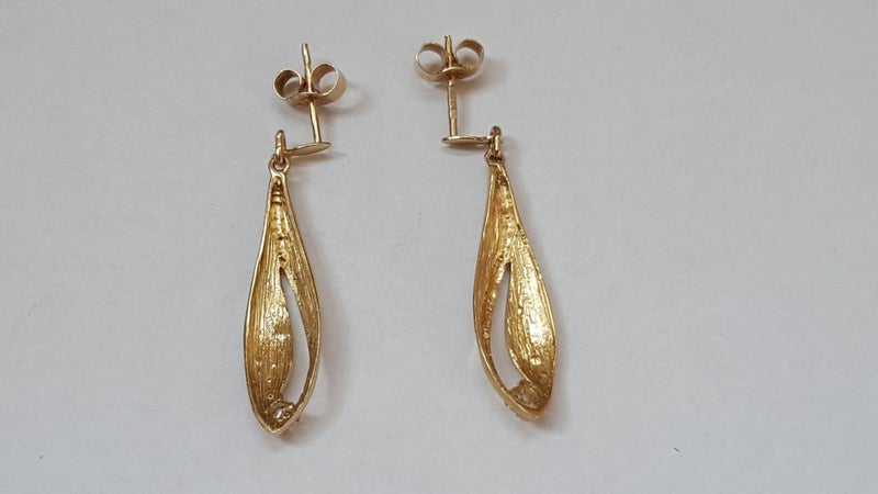 Lovely Vintage 9 ct Gold CZ Drop Earrings Carousel 2