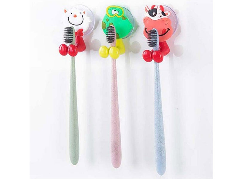 5PCS Cute Cartoon Toothbrush Holder with Suction Mount Carousel 1