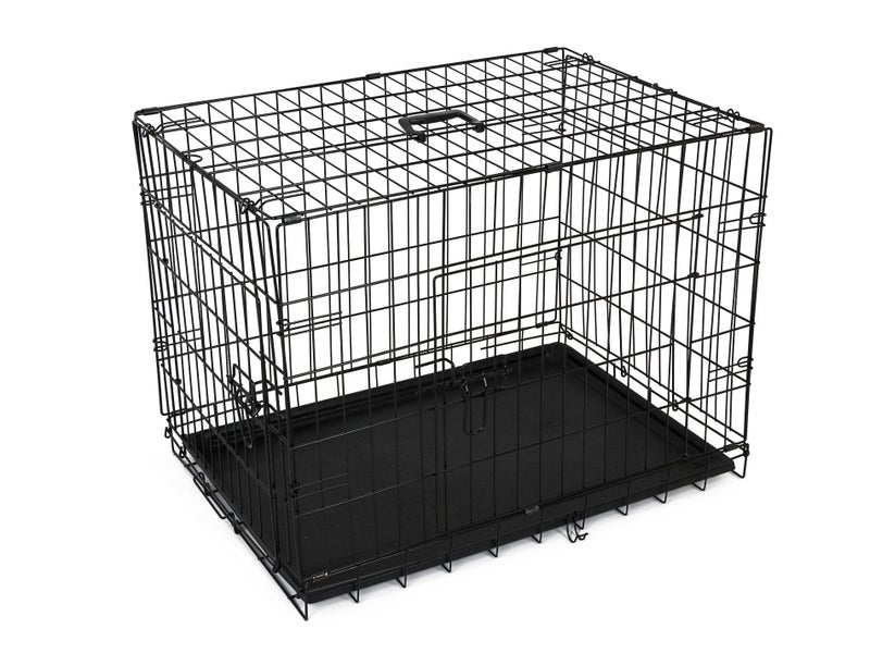 Folding Crate Pet Cage with Floor Tray Black 76cm x 52cm x 58cm Carousel 1