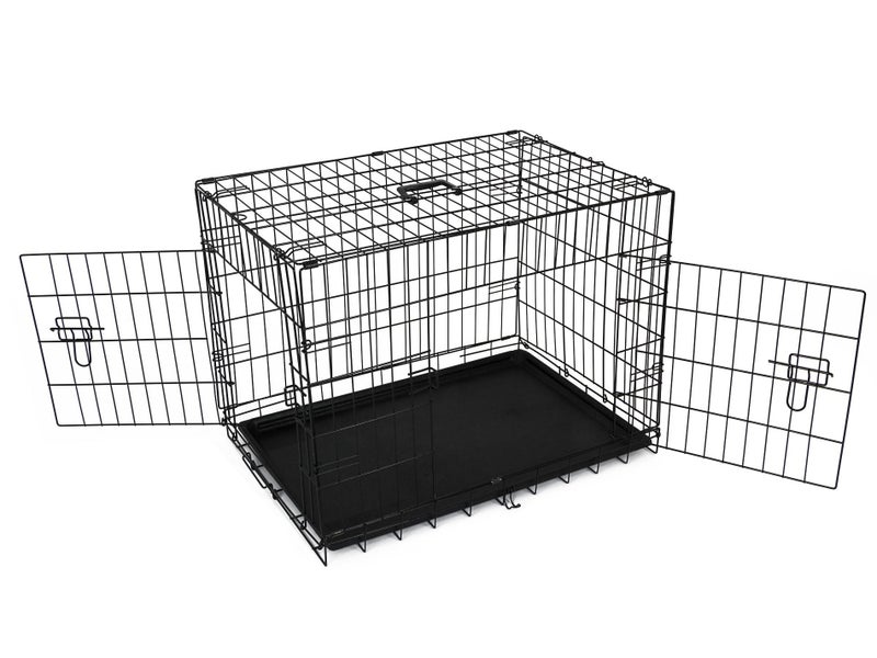 Folding Crate Pet Cage with Floor Tray Black 76cm x 52cm x 58cm Carousel 4