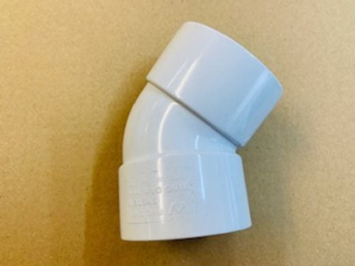 PVC waste drain fittings -- 40mm x 45 degree bend FemaleXFemale Carousel 1
