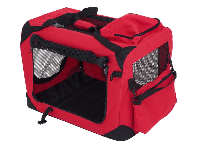 Pet Crate Carrier Cage Folding RED LARGE 600mmL x 410mmW x 410mmH Carousel 1