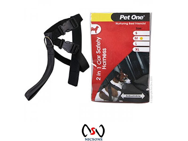 Pet One Dog Car Harness - Nylon Two In One Car Safety 20mm 45-60cm Medium Carousel 1