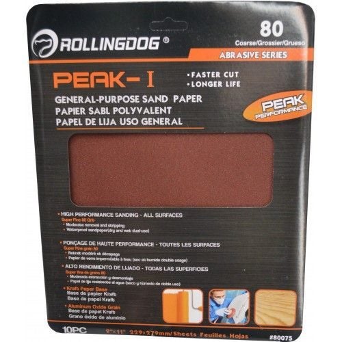 SANDPAPER - 10 SHEETS 80 Grit Rolling Dog (280mm) Carousel 1