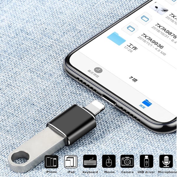 Apple lightning to USB OTG adapter for Iphone, iPad (iOS 13+) - Black Carousel 2