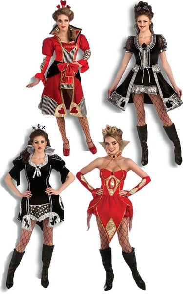 ROYALTY QUEEN OF HEARTS SPADES DIAMONDS CLUBS ADULT WOMENS FANCY DRESS COSTUME Carousel 1