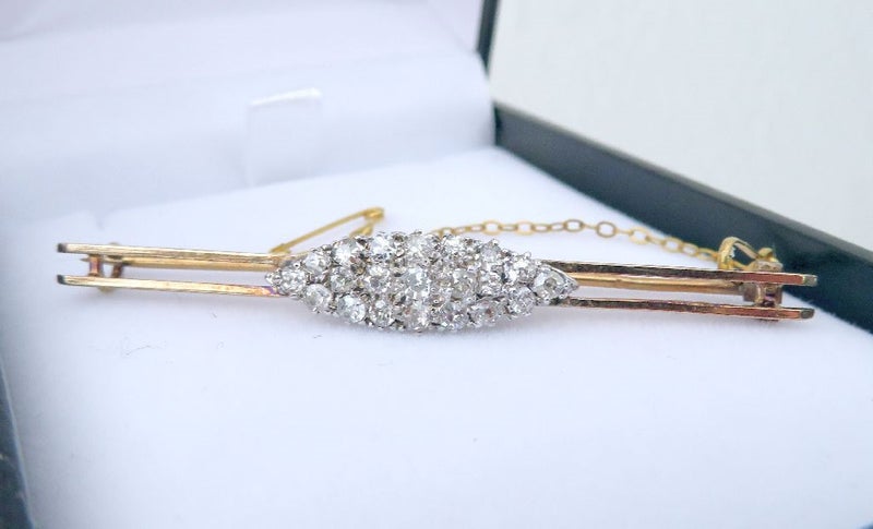 Edwardian 0.75ct diamond brooch 15ct gold Carousel 1