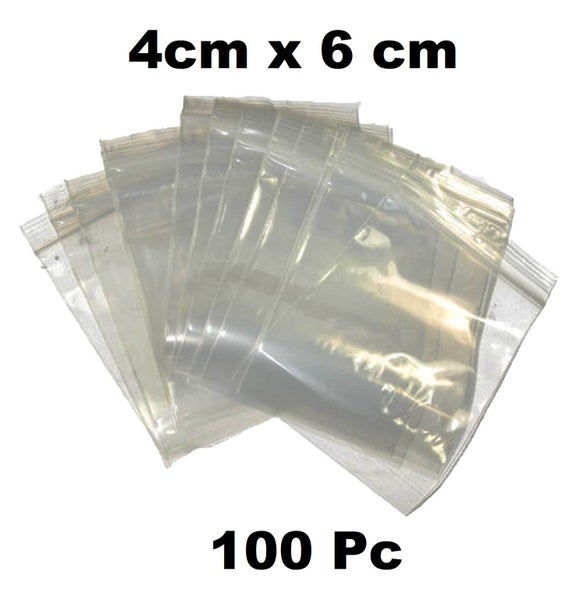 100Pc 4cm x 6cm Zipper Seal Bags / Resealable Plastic Bags / Zip Lock Bags Carousel 1