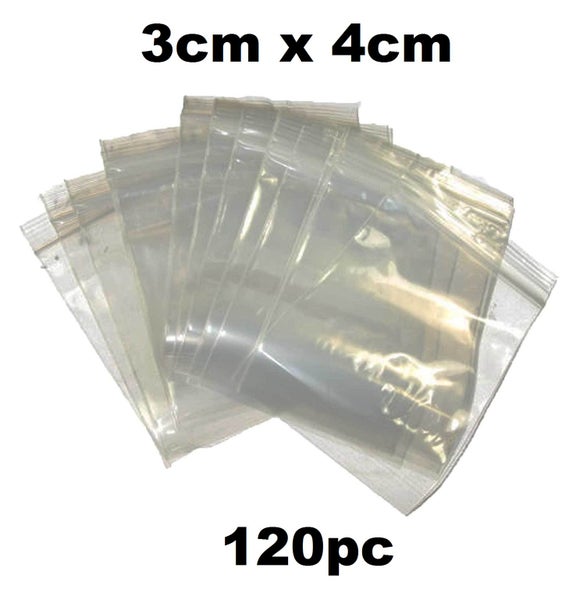 120Pc 3cm x 4cm Zipper Seal Bags / Resealable Plastic Bags / Zip Lock Bags Carousel 1