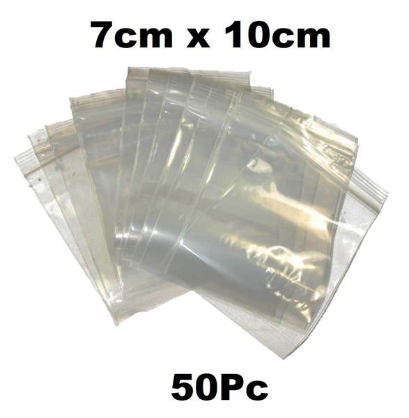 50Pc 7cm x 10cm Zipper Seal Bags / Resealable Plastic Bags / Zip Lock Bags Carousel 1
