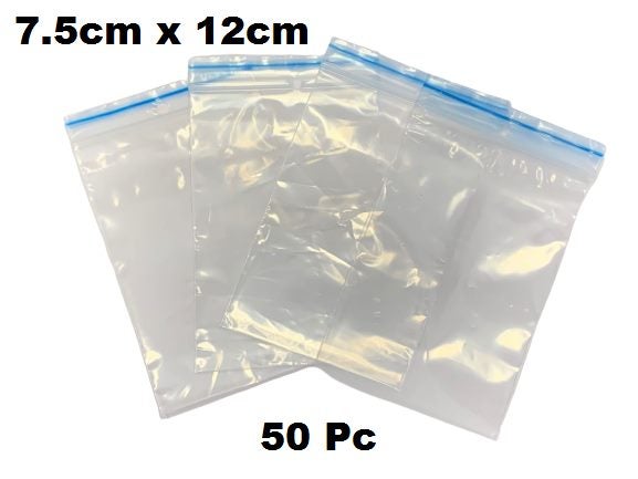 50Pc 7.5cm x 12cm Zipper Seal Bags / Resealable Plastic Bags / Zip Lock Bags Carousel 1