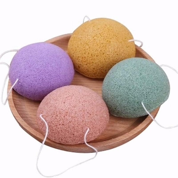 2PCS Skin Care Women Daily Face Wash Soft Absorbent Konjac Sponge Facial Puff Carousel 2