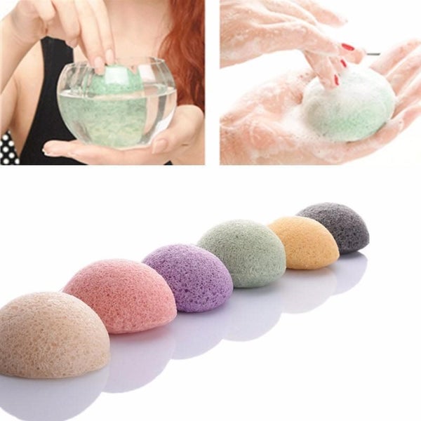 2PCS Skin Care Women Daily Face Wash Soft Absorbent Konjac Sponge Facial Puff Carousel 1