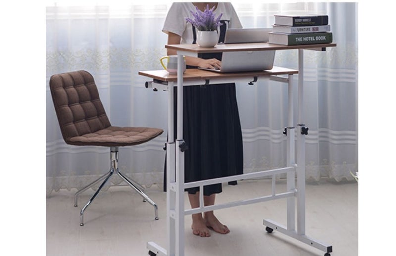 PTN Standing Desk Adjustable Height Table Workstation wheels Laptop PC Study Carousel 2