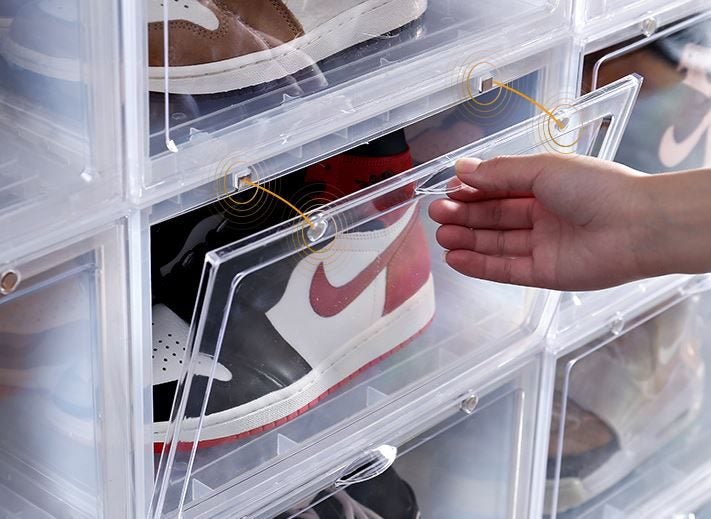 Sneakers Box Magnetic Side Drop Crates Stackable - Clear Carousel 2