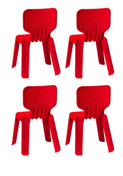 4 x Red Plastic Alma Kids Side Chairs (4 pcs set) Carousel 1